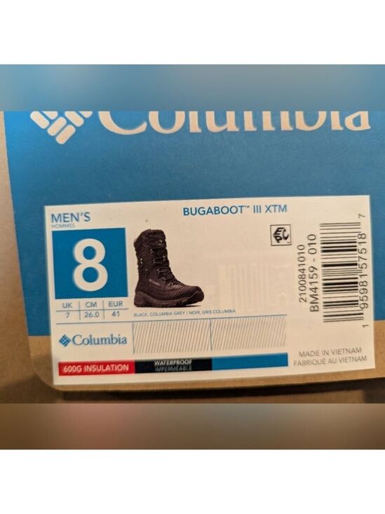 Columbia BUGABOOT III XTM INSULATED MEN\'S WINTER BOOTS - size 8 NIB main image 7